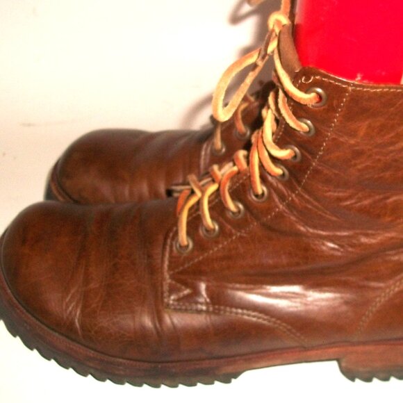 Jim Barnier Eco-Friendly Handmade Brown Leather Boho Chic Lace Up Hobo Boots 7M - Picture 5 of 15